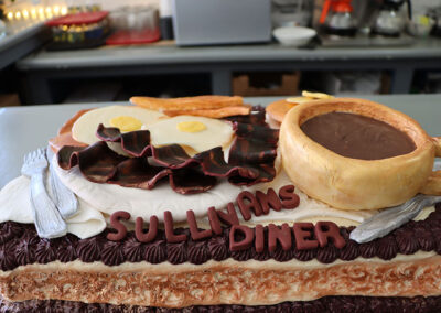 Second anniversary cake close up at Sullivans Diner in Hudson Falls